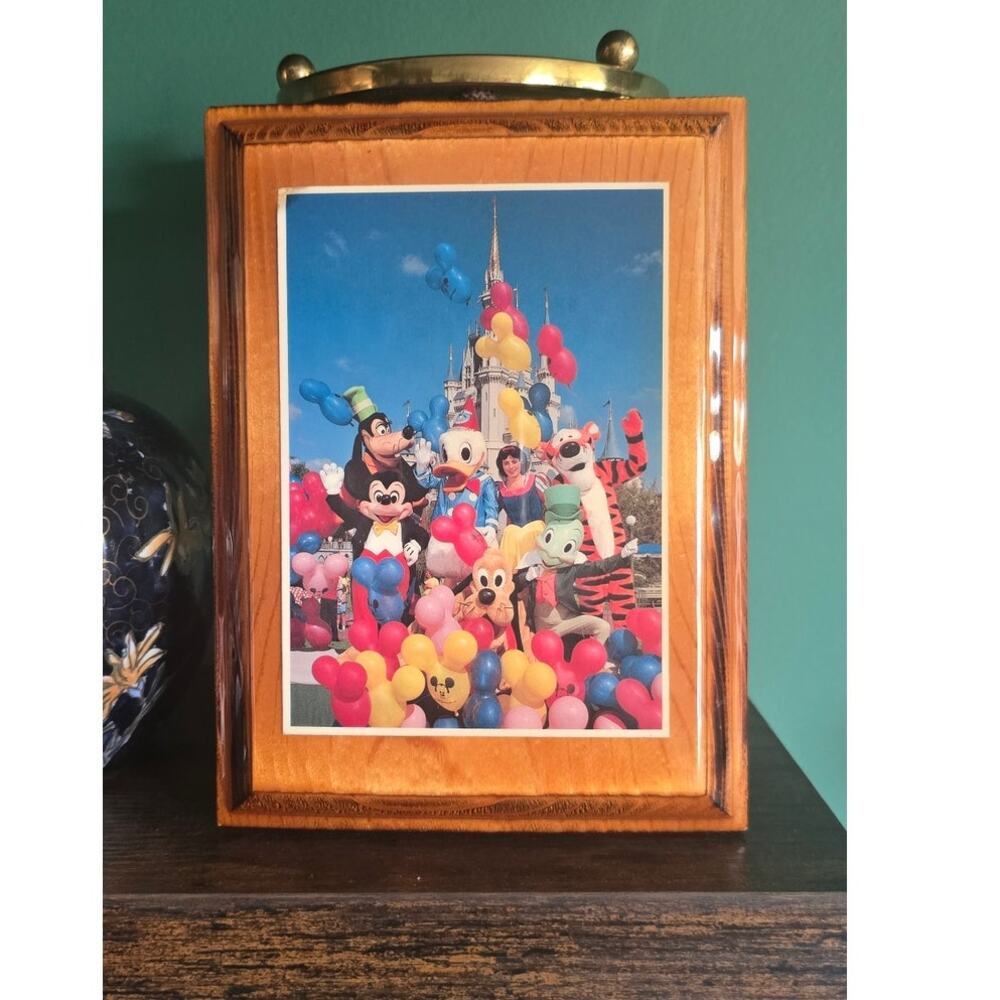 Wooden Plaque of Cinderella's Castle with all of your Favorite Characters-1984